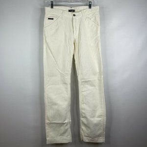 Vintage 90s Y2K Dolce Gabbana White Corduroy Straight Leg Pants Jeans 34 X 33